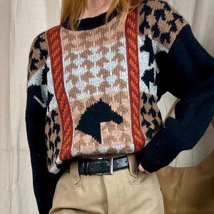 Millers Sportific Collection 100% Wool Horse Sweater sz M